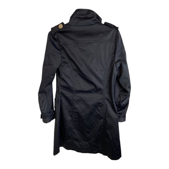 Max Mara medium black rain jacket trench coat flat buttons water resistant - Picture 2 of 9